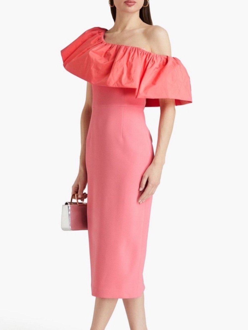 REBECCA VALLANCE
Brittany one-shoulder taffeta-paneled crepe midi dress